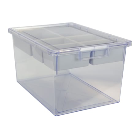 Bin, Tray, Tote, Clear, High Impact Polystyrene, 12.25 In W, 9 In H